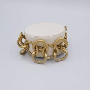The Stella and Dot brass chunky brutalist bracelet is a statement piece of jewel